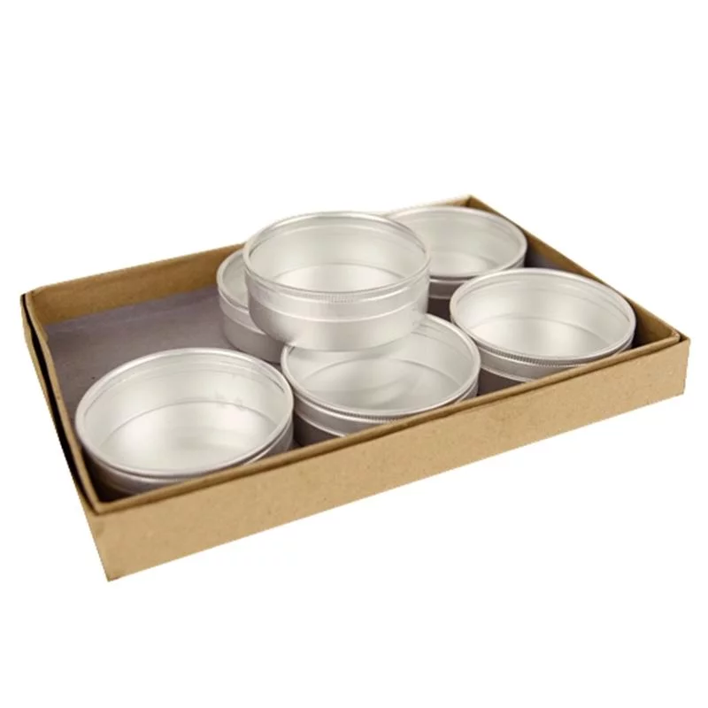Aluminium vensterdoosje glas rond per 6 -- 7.5x2.6 cm