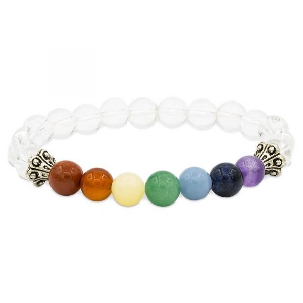 Armband chakra bergkristal elastisch -- 0.8 cm