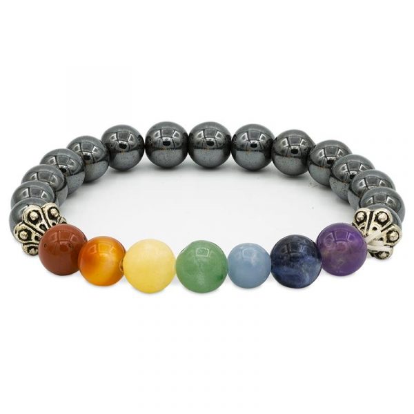 Armband chakra hematiet elastisch -- 0.8 cm