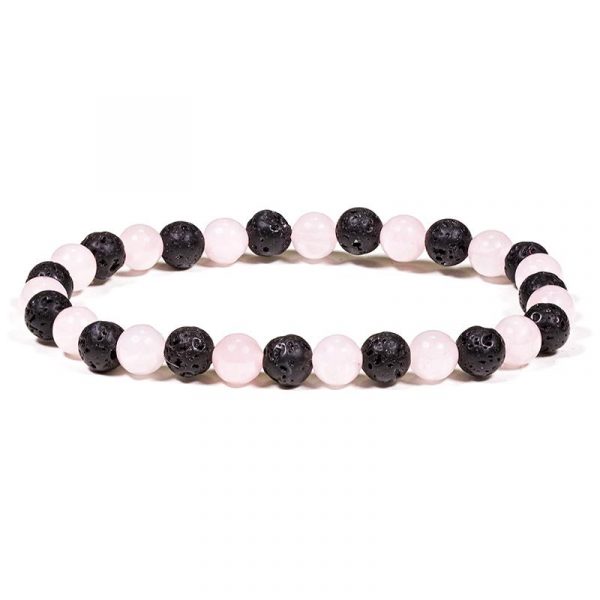 Armband lava/rozenkwarts -- 19 cm