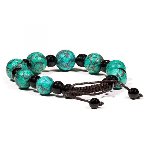 Armband turkoois & zwarte agaat