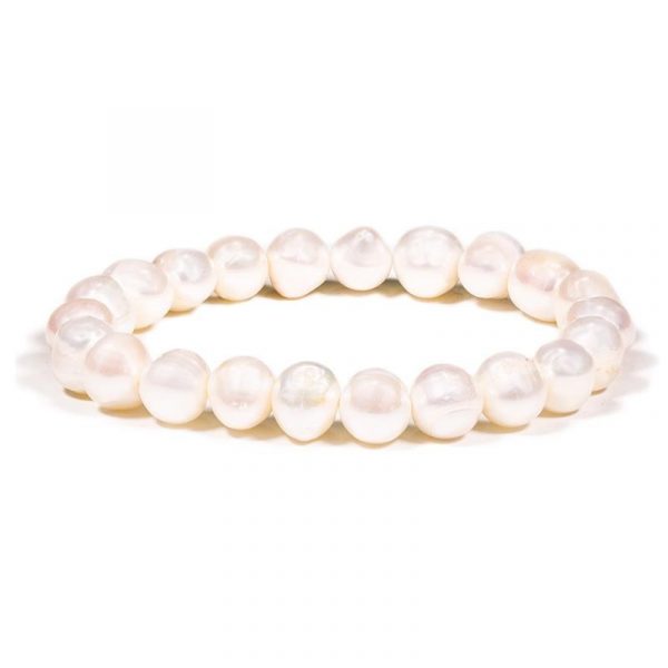 Armband witte potato parels -- 19 cm