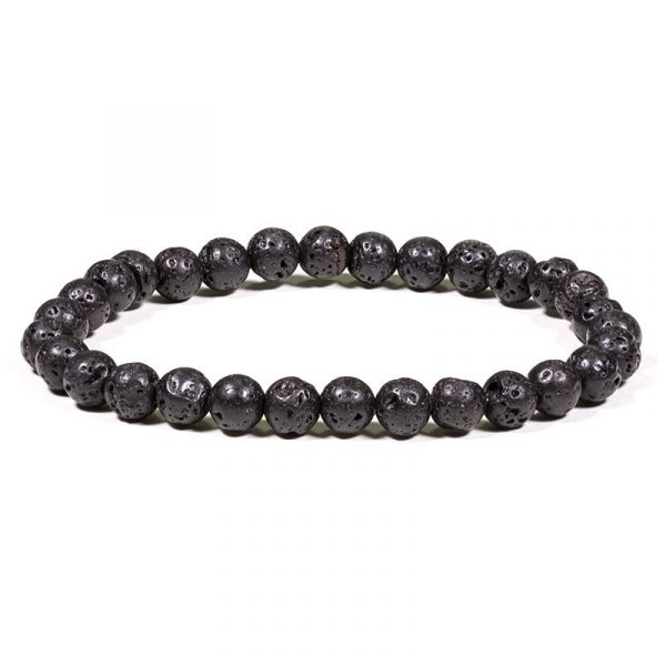 Armband zwart lavasteen -- 0.6 cm