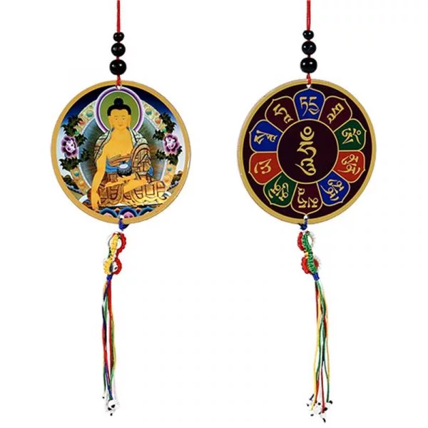 Auto- of raamhanger Boeddha & dorje -- 8x36 cm