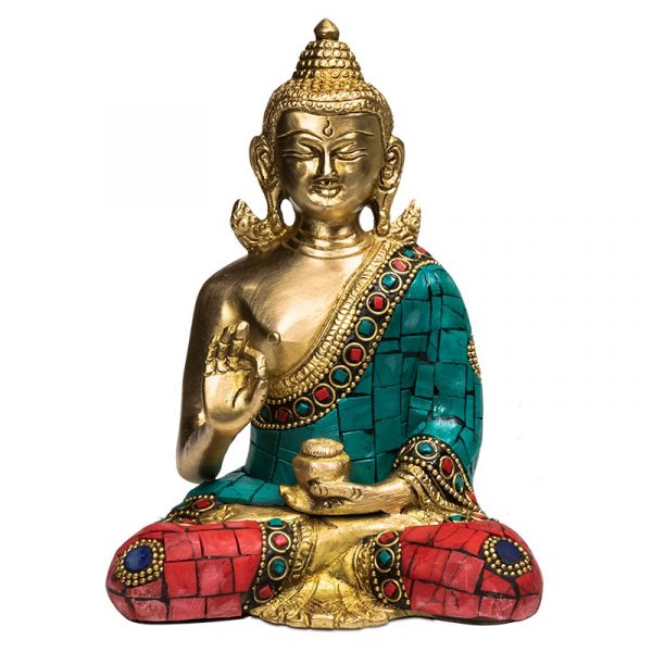 Boeddha Teaching met mozaïek decoratie -- 16 cm