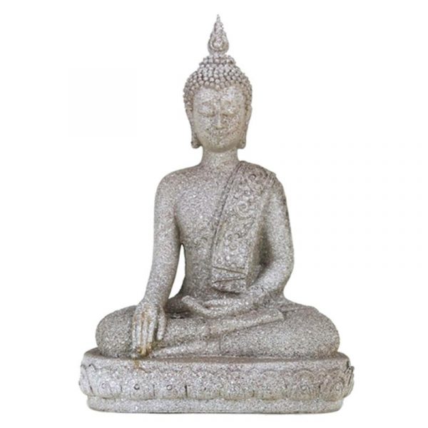 Boeddhabeeld Thais handreiking aarde steengrijs -- 39 cm