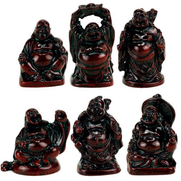Boeddha's rood SET van 6 minibeeldjes -- 250 g; 5 cm