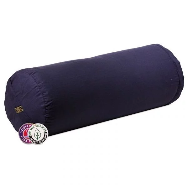 Bolster donkerblauw rond bio katoen -- 60x16 cm
