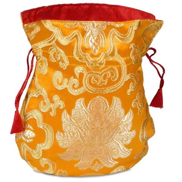 Brokaattasje lotus oranje -- 19x16 cm