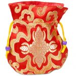 Brokaattasje rood gevoerd -- 10X14 cm