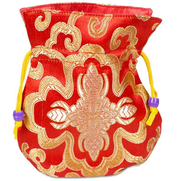 Brokaattasje rood gevoerd -- 10X14 cm