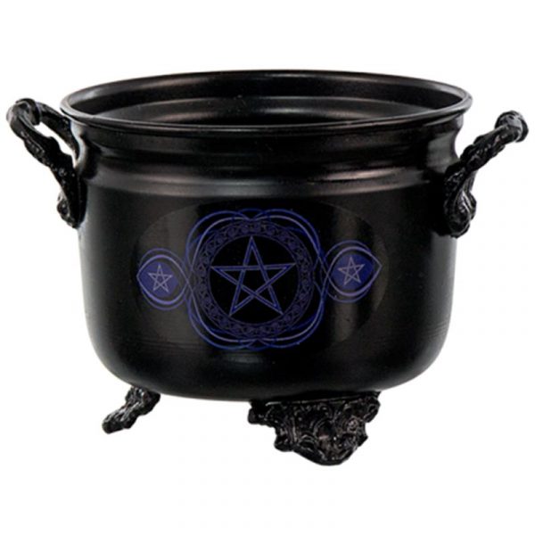 Cauldron (heksenketel) blauw pentagram -- 10x8 cm