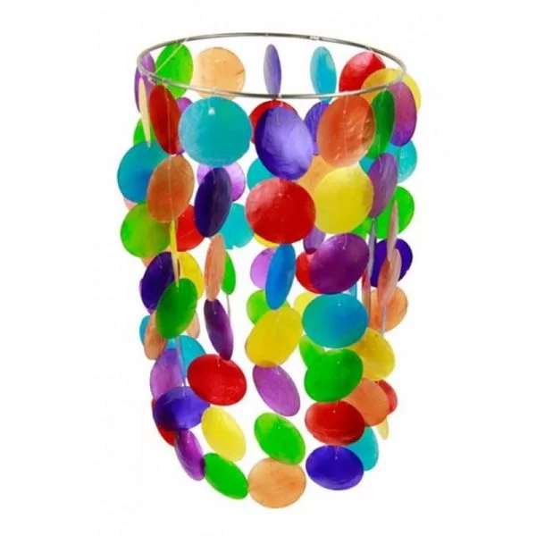 Chakra Windmobiel multi kleuren Capiz schelp groot -- 35 cm