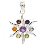 Chakra hanger stralende ster zilver -- 3.3 cm