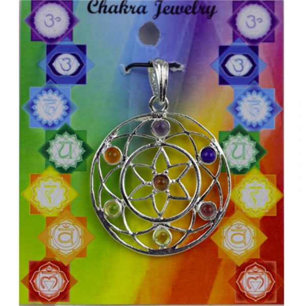 Chakra mandala hanger messing verzilverd -- 3.8 cm