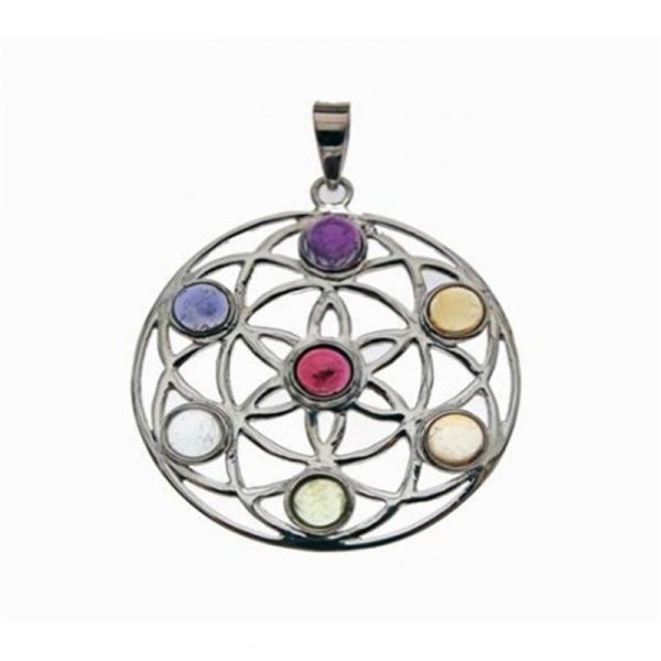 Chakra mandala zilveren hanger -- 6 g; 3.5 cm