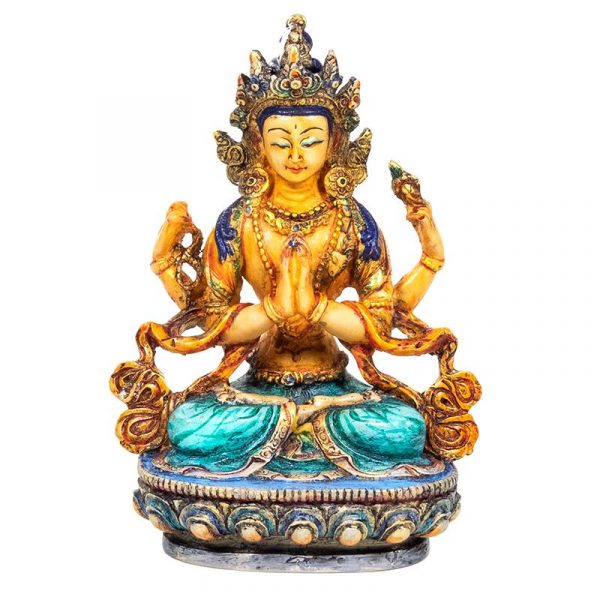 Chenresig Boeddha gekleurd -- 11x7x15 cm