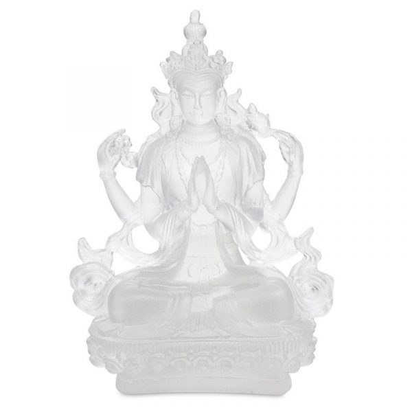 Chenrezig boeddha transparant wit -- 12 cm