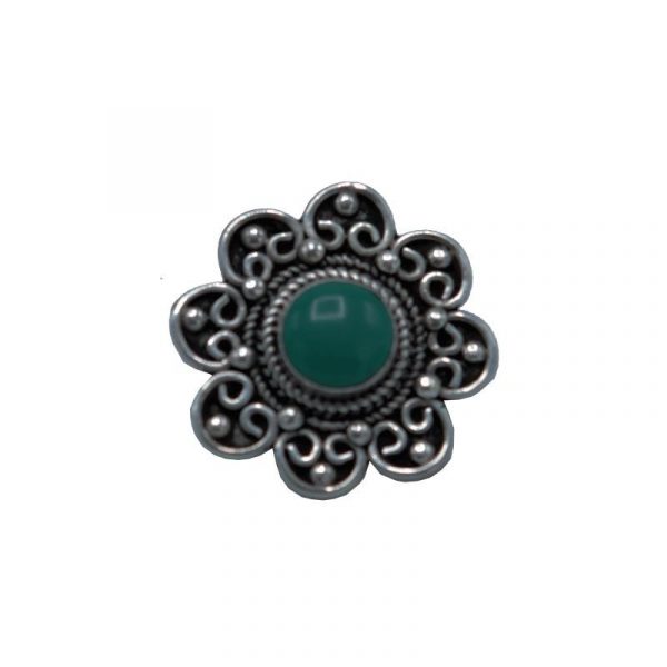 Decoratieve knoop bloemvormig - zilver/ turkoois -- 9 g