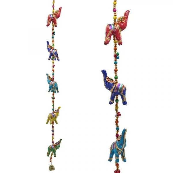 Decoratieve slinger stoffen Olifantjes -- 80 cm
