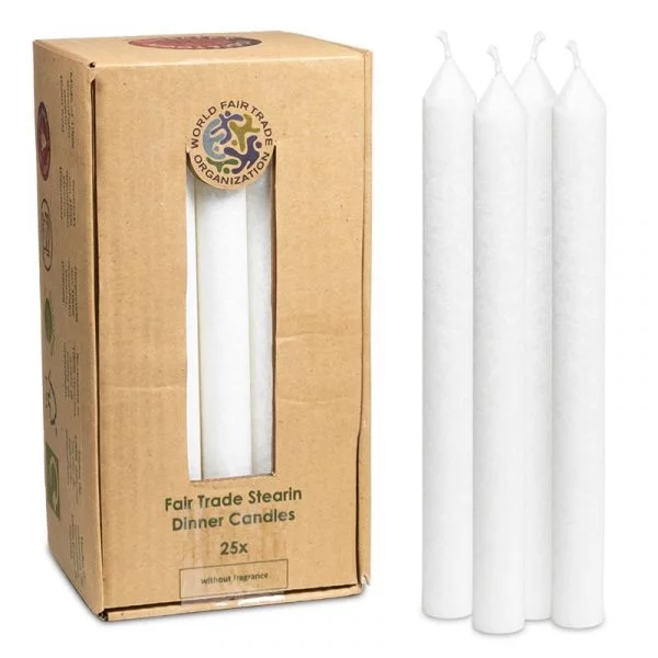 Dinerkaarsen wit stearine geurloos -- 23x2 cm