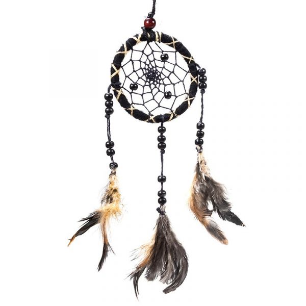Dromenvanger zwart met veren S -- 7.5x25 cm