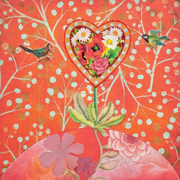 Dubbele kaarten Love birds -- 14x14 cm