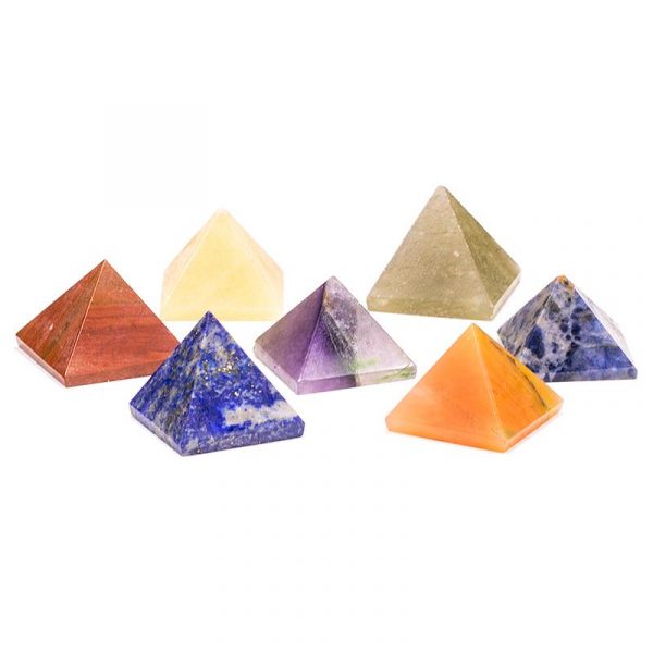 Edelstenen SET 7 chakra piramide stenen -- 2x2 cm