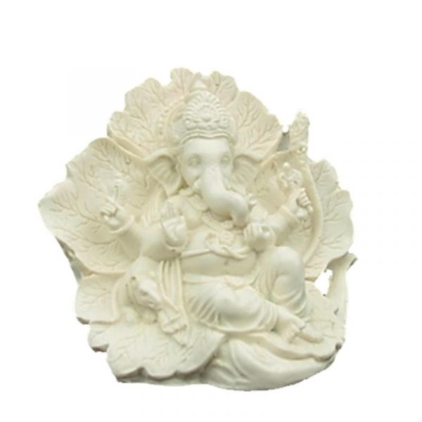 Ganesha beeld ridhi sidhi wit -- 11x12 cm
