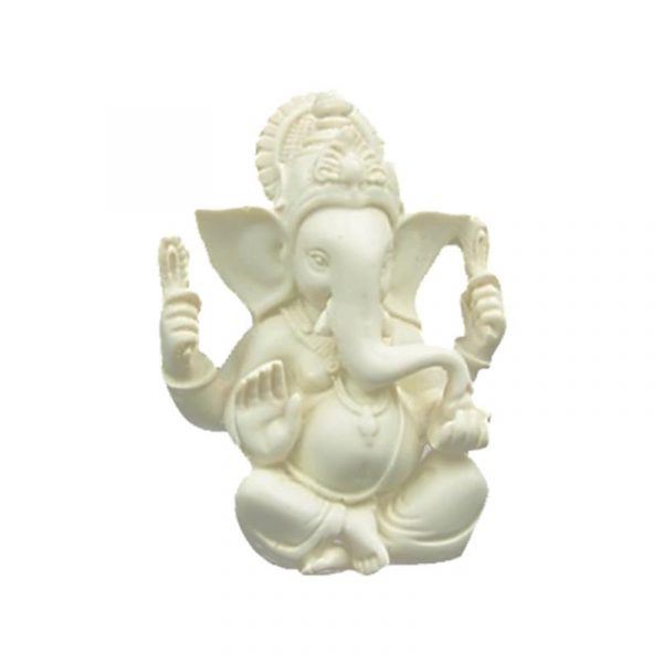 Ganesha beeld wit -- 9x12 cm