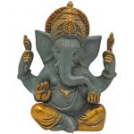 Ganesha grote oren grijs met gouden finish -- 1380 g; 14 cm