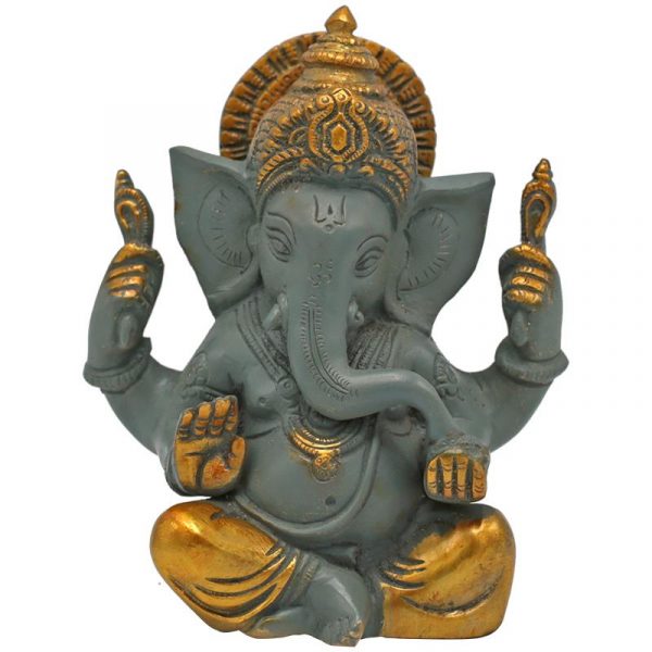 Ganesha grote oren grijs met gouden finish -- 1380 g; 14 cm