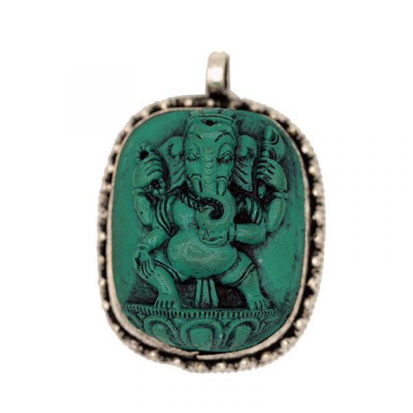 Ganesha hanger turquoise -- 3.5x4.5 cm