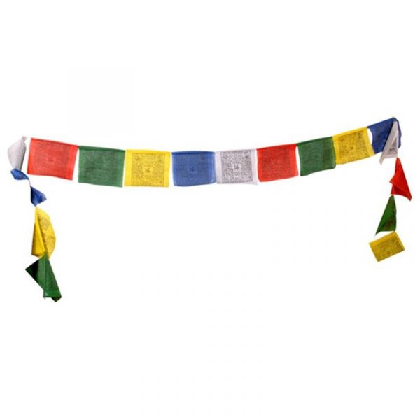Gebedsvlaggen koord Tibetaans met 10 vlaggen -- 9x9 cm