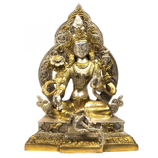 Groene Tara met aura goud/zilverkleurig -- 2890 g; 22 cm