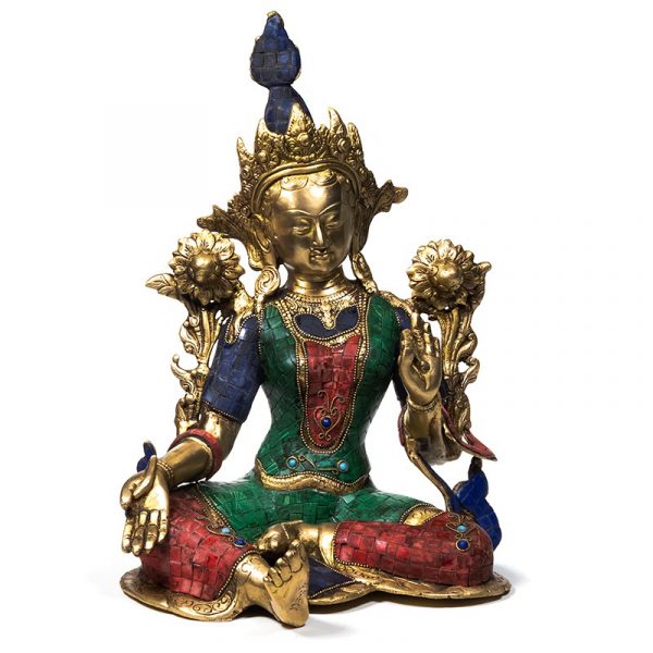 Groene Tara met mozaïek decoratie -- 40 cm