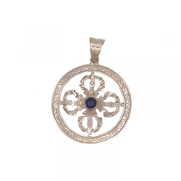 Hanger dubbele dorje lapis lazuli + sterling zilver -- 3 cm