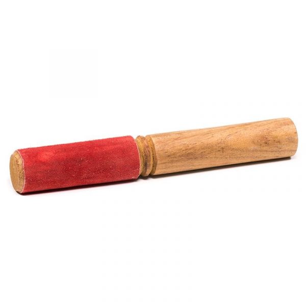 Klankschaal aanstrijkhout met suède rood -- 90 g; 19 cm