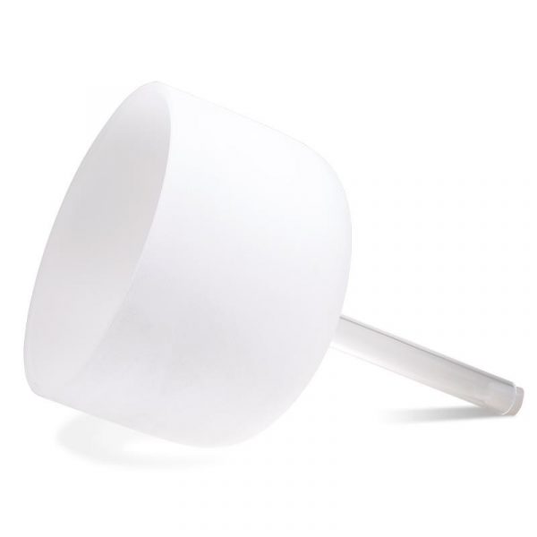 Kristallen klankschaal wit/handgreep/F-toon 432 Hz -- 25 cm