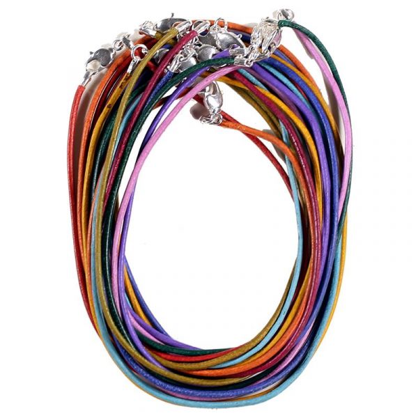 Lederen halsketting met karabijnslotje multicolour -- 45 cm