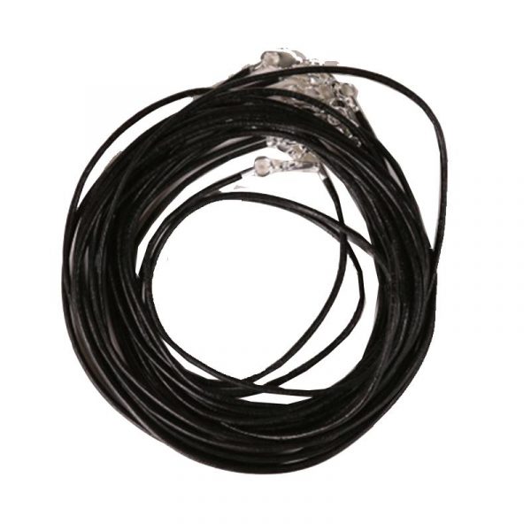 Lederen halsketting met karabijnslotje zwart -- 45 cm