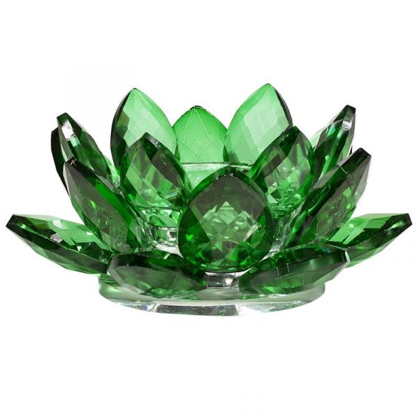 Lotus kaarshouder kristal groen -- 4.5x11 cm