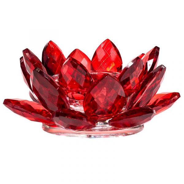 Lotus kaarshouder kristal rood -- 4.5x11 cm
