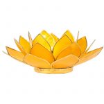 Lotus sfeerlicht geel 3e chakra goudrand -- 13.5 cm