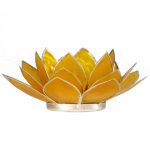 Lotus sfeerlicht geel 3e chakra zilverrand -- 13.5 cm