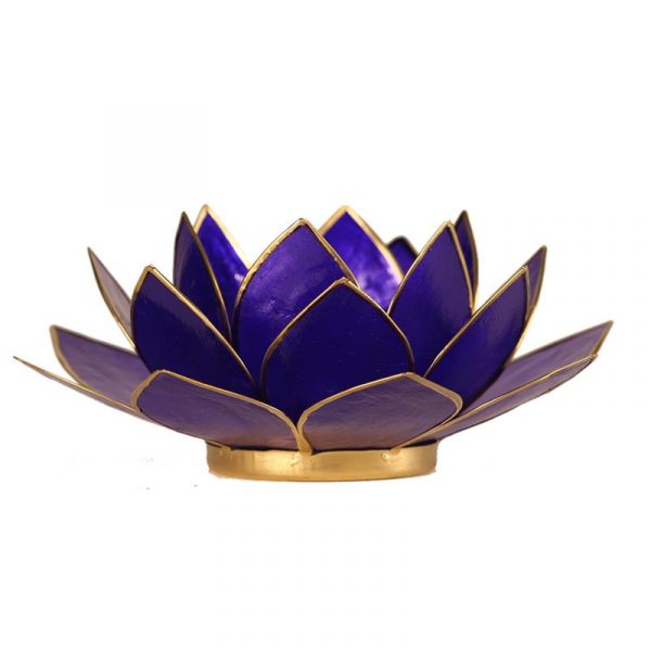 Lotus sfeerlicht indigo 6e chakra goudrand -- 13.5 cm