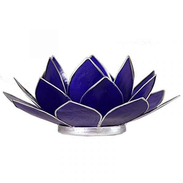 Lotus sfeerlicht indigo 6e chakra zilverrand -- 13.5 cm