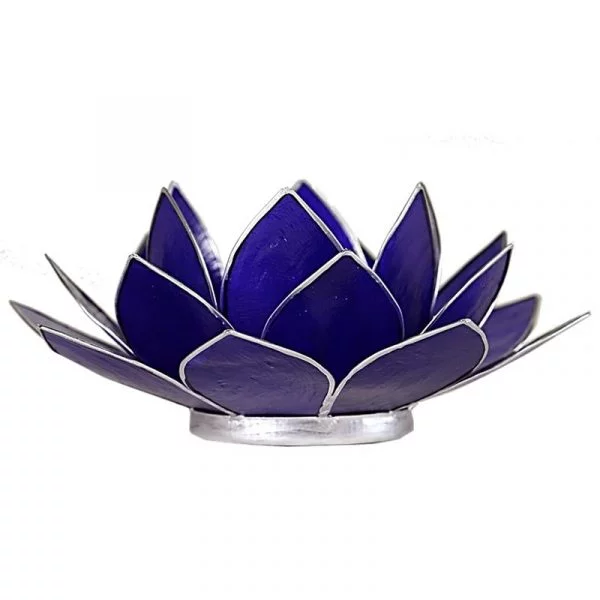 Lotus sfeerlicht indigo 6e chakra zilverrand -- 13.5 cm