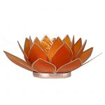 Lotus sfeerlicht oranje 2e chakra zilverrand -- 13.5 cm
