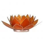 Lotus sfeerlicht oranje 2e chakra zilverrand -- 13.5 cm